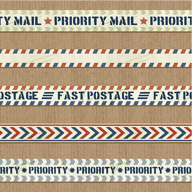 Vector illustration of seamless priority mail banners
