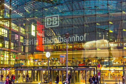 Hannover, Germany - sep 13th 2020: Hannover is a hub for German train traffic. Main railway station is a busy place even on sundays.