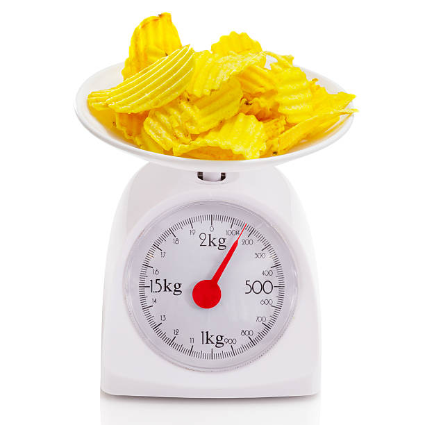istock Potato chips on balance scale 467663007