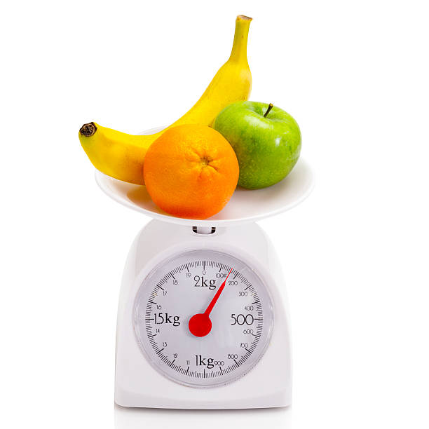 istock Healthy food on balance scale 467663081