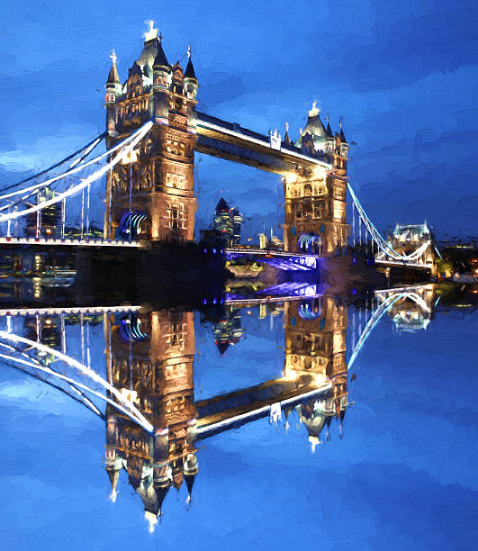 istock Tower Bridge in Artwork style in London, England 467664056