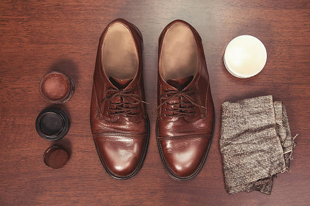 istock Polishing leather shoes 467664250