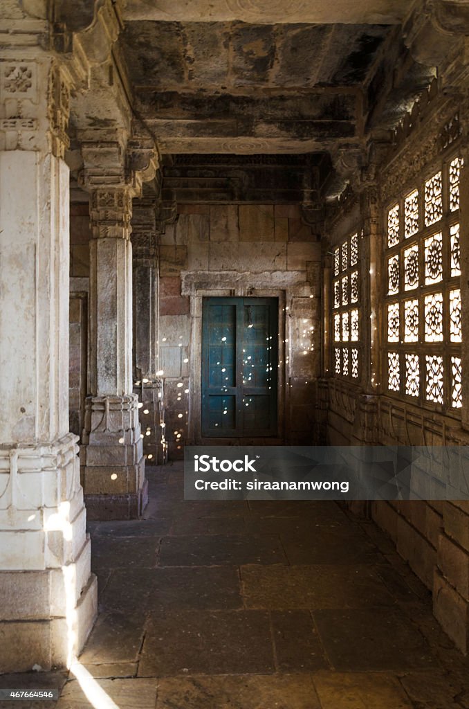 Interior of historic Tomb of Mehmud Begada Interior of historic Tomb of Mehmud Begada, Sultan of Gujarat at Sarkhej Roza mosque in Ahmedabad, India Jali Stock Photo