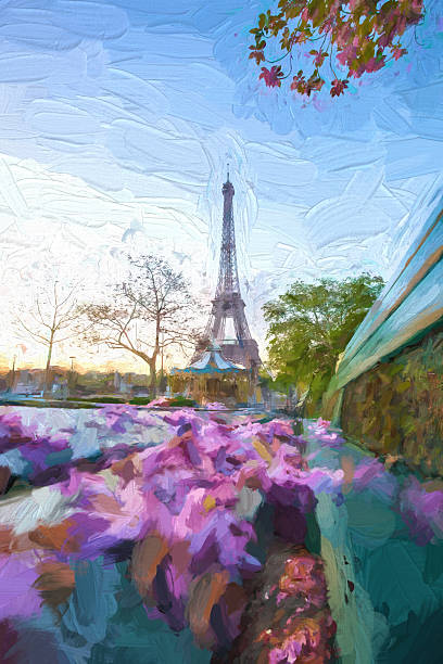 istock Eiffel Tower in Artwork style in Paris, France 467666974