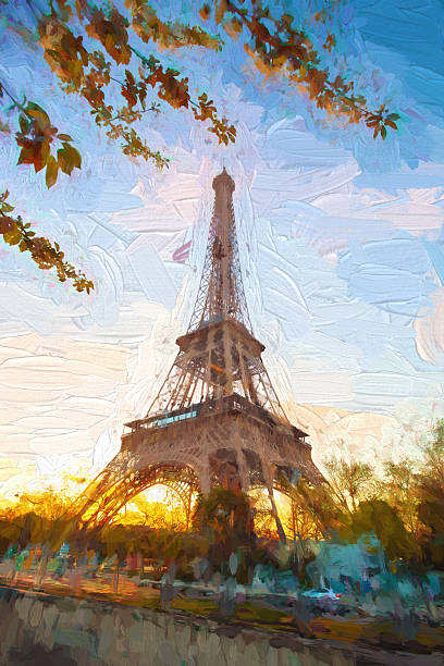 istock Eiffel Tower in Artwork style in Paris, France 467666998
