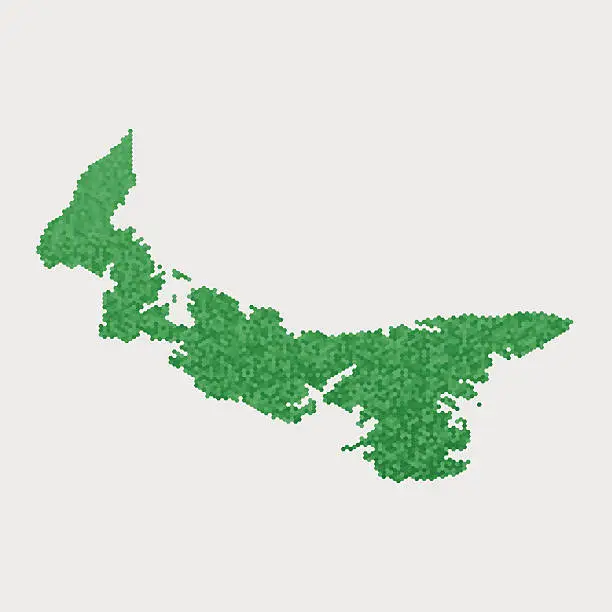 Vector illustration of Prince Edward Island Map Green Hexagon Pattern