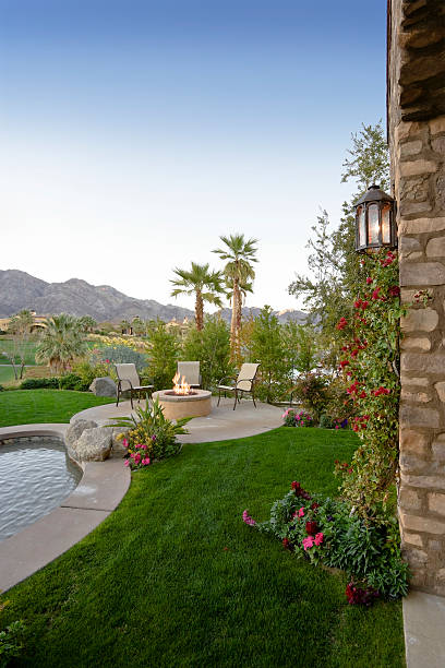 istock Pool By House Against Mountains 467667192