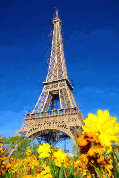 istock Eiffel Tower in Artwork style in Paris, France 467667586