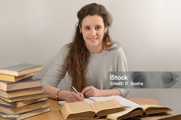 Eighteenyear Old Student Is Studying With Pleasure Stock Photo - Download Image Now