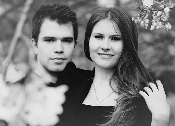 istock Happy summer couple B&W 467669104