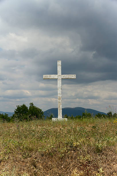 istock Old cross in the field. 467669271