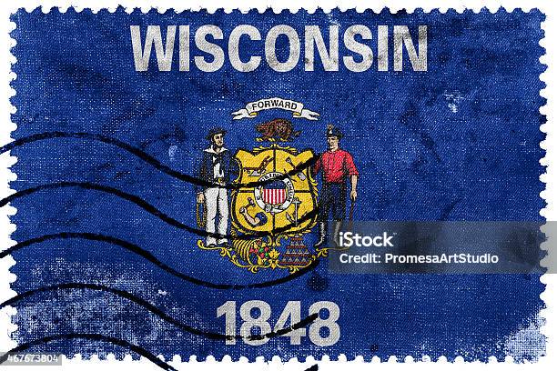 Wisconsin Stamp Icon Wisconsin State Flag Old Postage Stamp Stock Illustration - Download ...