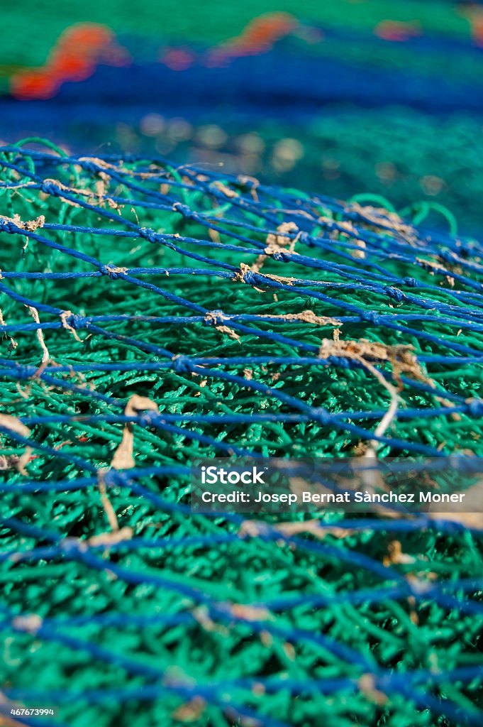 Fishing Nets Close up of some fishing nets getting dry in the harbour 2015 Stock Photo