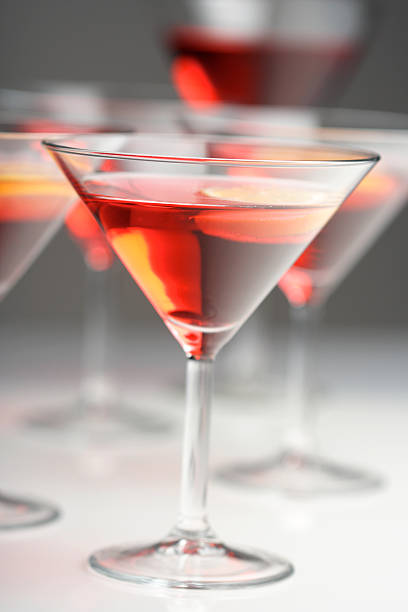 istock Close up of drinks in martini glasses 467677332