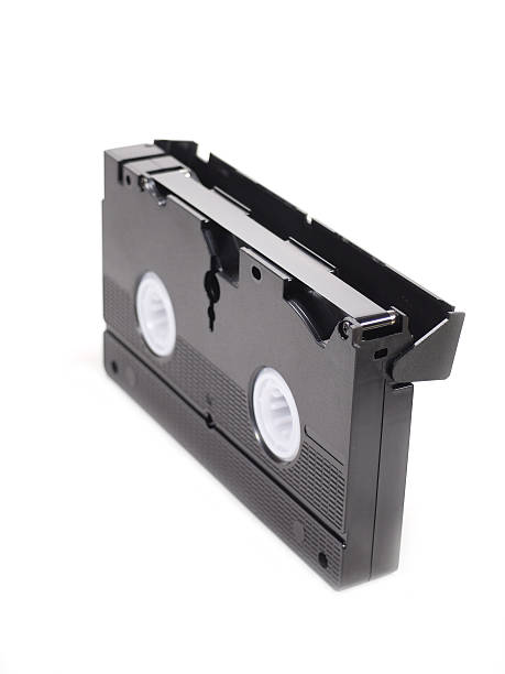 The Back of VHS Format Video Cassette on white background.