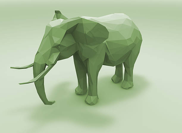 istock Elephant figurine made with geometric shapes illustration. 467678782