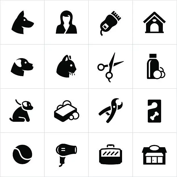 Vector illustration of Pet Grooming and Boarding Icons