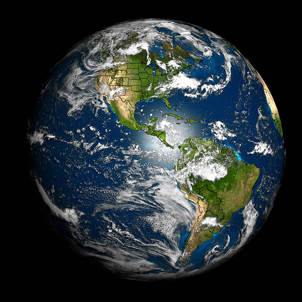 istock Earth with accurate country boundaries, isolated on black. 467678942