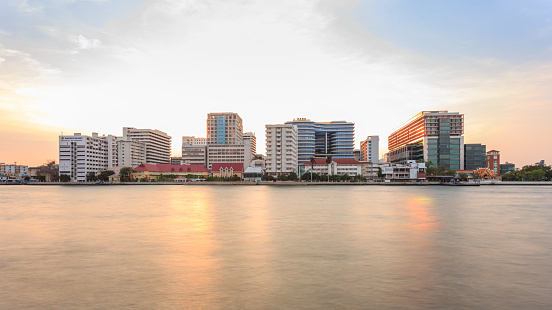 Bangkok, Thailand - March 8, 2015: Siriraj Hospital on the Chao Phraya River, one of the oldest and the most famous hospital in Thailand, it was founded since 1888.