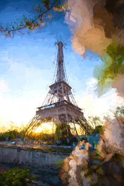 istock Eiffel Tower in Artwork style in Paris, France 467680612