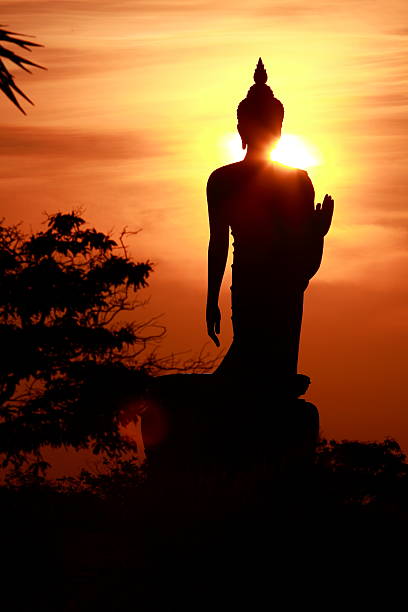 istock Silhouette of buddha statue 467680728