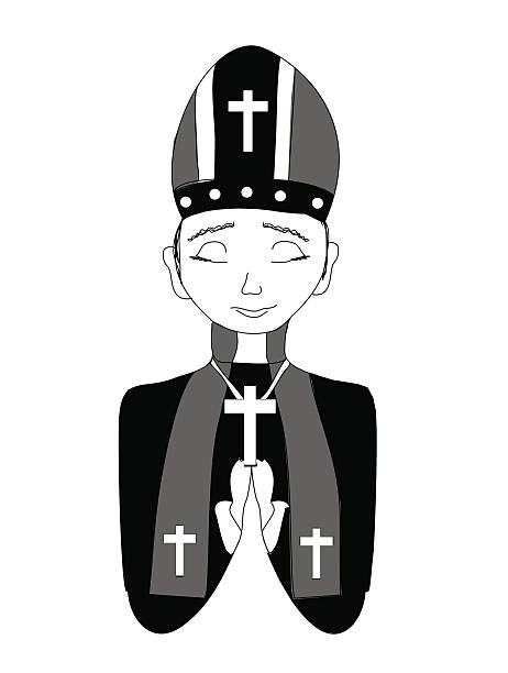 Catholic priest, bishop, pope vector art illustration