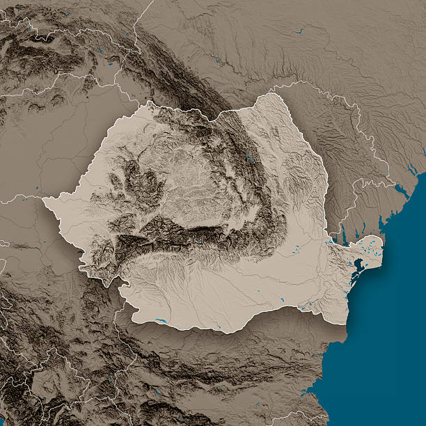 istock Romania Topographic Country Map Gray 467684576