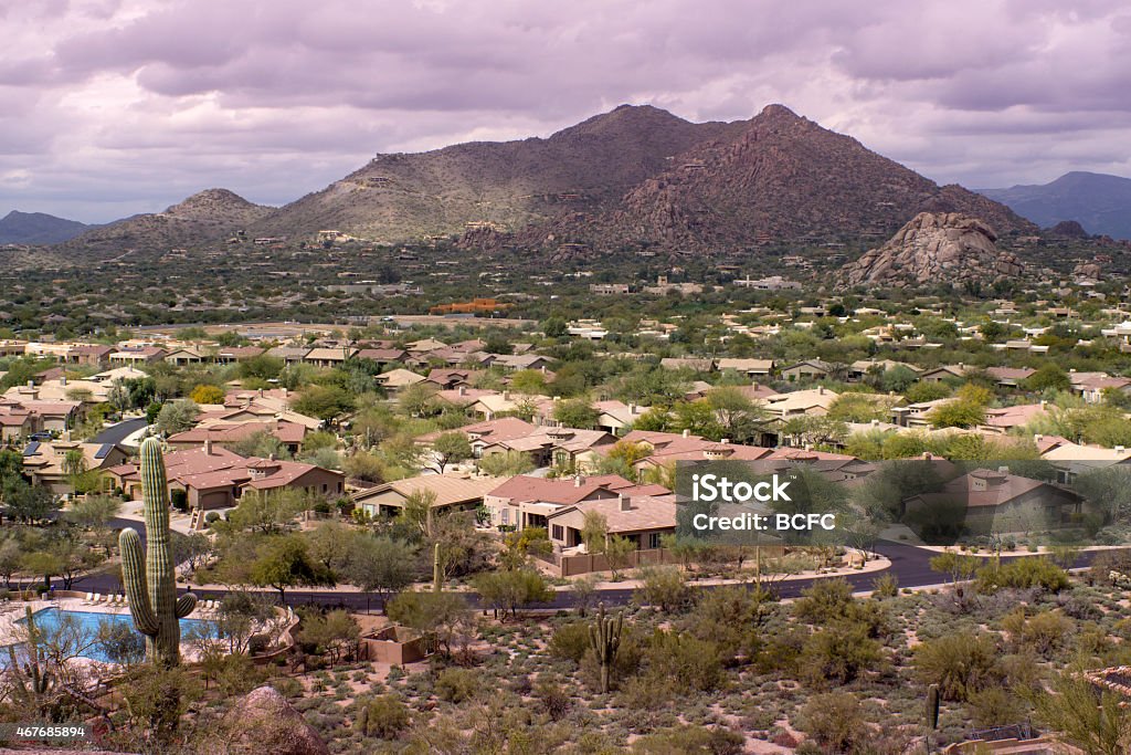 Phoenix,Scottsdale desert community Phoenix,Scottsdale desert community with Black Mountain in background. Arizona Stock Photo