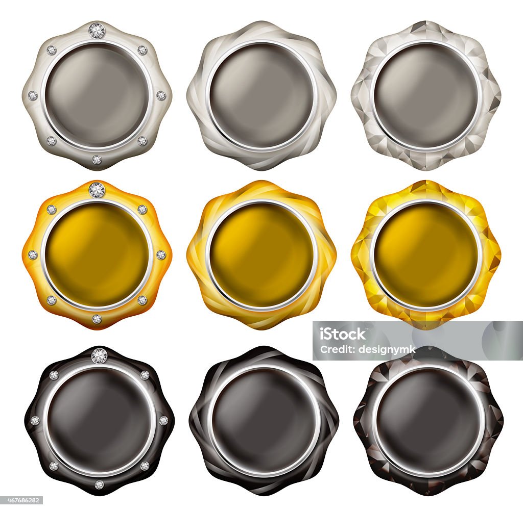 Set of silver, gold and black jewelry buttons Button to be used for the campaign and advertising. 2015 stock illustration