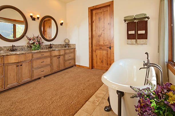 Classical & Luxury bathroom. Hotel suite room. Bathtub image...