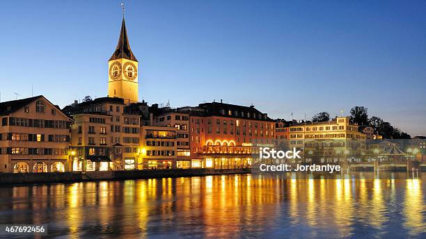 Zurich At Night Stock Photo - Download Image Now - Christmas, Zurich, 2015