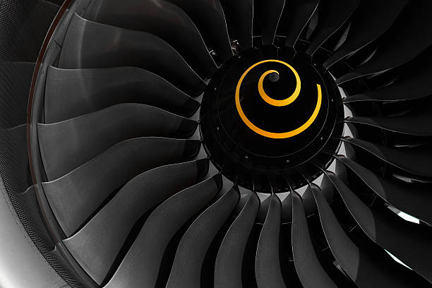 istock Fan blade of aircraft jet engine. 467692538