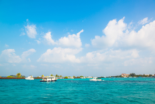 Tourist transportation motorboats in Male, Maldives