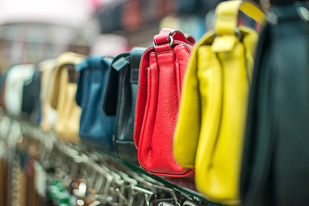 istock Leather handbags collection in the store. 467692814
