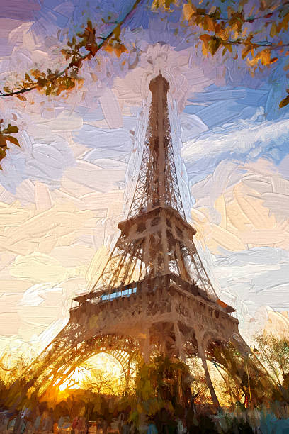 istock Eiffel Tower in Artwork style in Paris, France 467692872