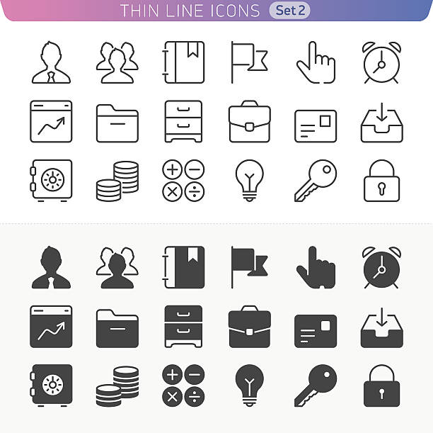 Business and office line icon set. vector art illustration