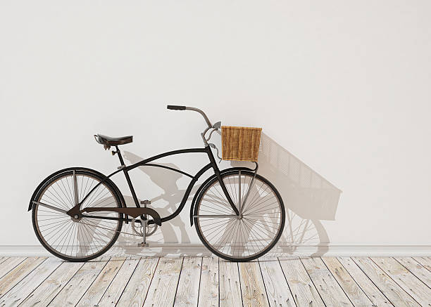 istock 3d model of black retro bicycle with basket in front 467693354