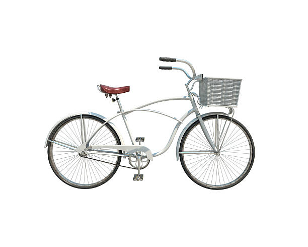 istock 3d model of white retro bicycle with basket in front 467693402