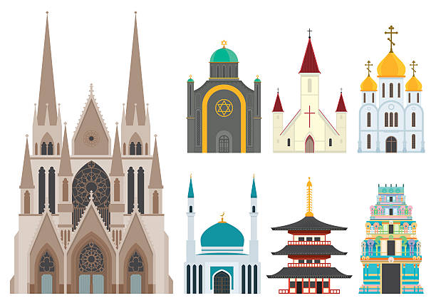 katedr i kościoły - places of worship stock illustrations