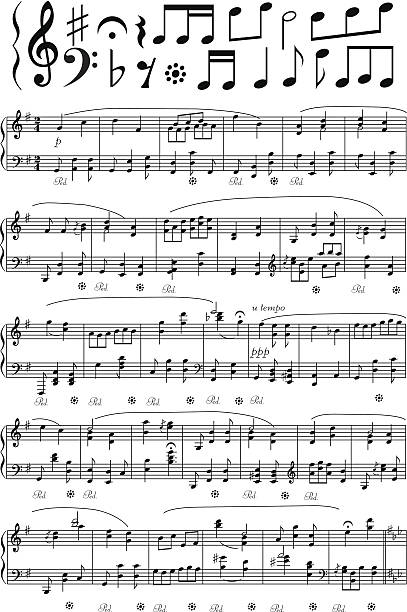 векторный музыка примечание лист - sheet music stock illustrations