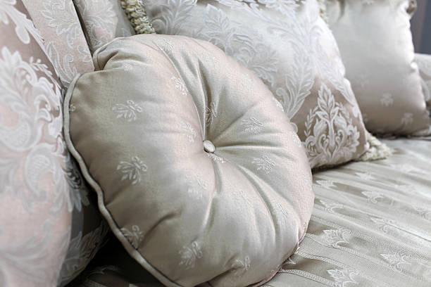 istock Colorful round cushion on a bed 467694564