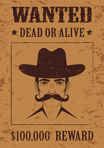 ilustraciones, imágenes clip art, dibujos animados e iconos de stock de western de vector de póster, quería vivas o muertas, - cowboy desire west poster