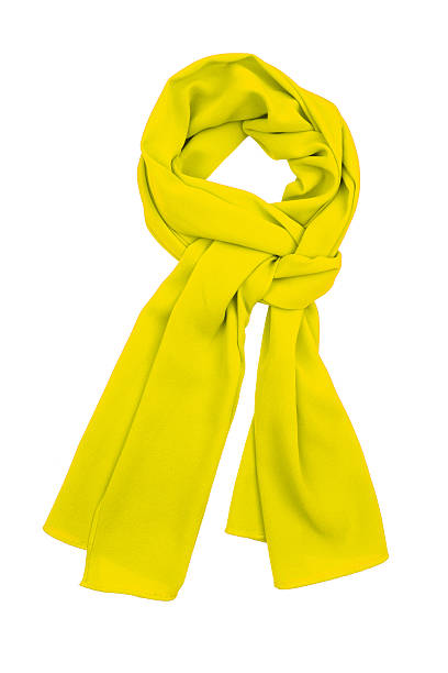 istock Yellow silk scarf isolated on white background 467696846