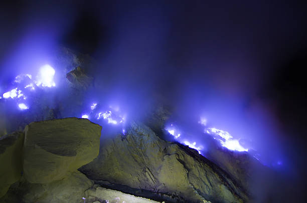 Kawah Ijen volcano, East Java - blue sulfur flames. Kawah Ijen volcano, East Java - blue sulfur flames. jawa timur stock pictures, royalty-free photos & images