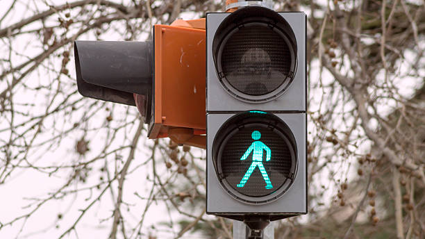 Set of pedestrian traffic lights stock photo