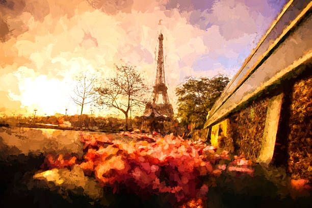 istock Eiffel Tower in Artwork style in Paris, France 467699732
