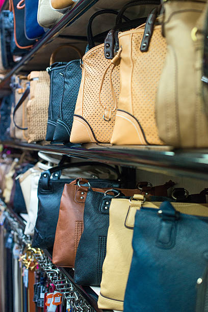 istock Leather handbags collection in the store. 467703410