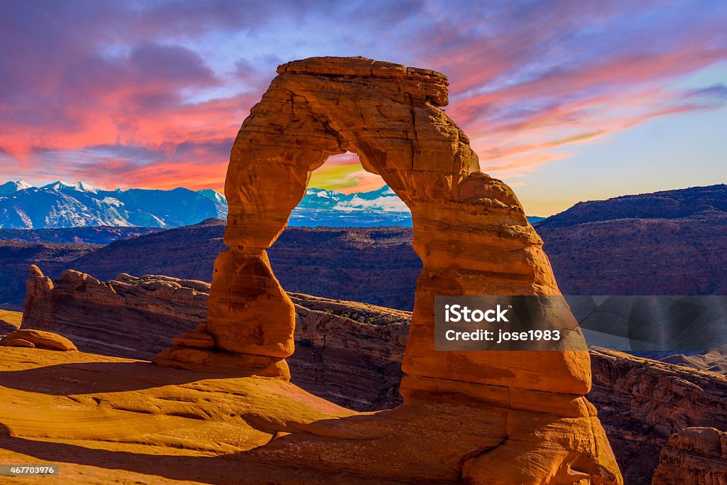 Arches National Park Beautiful Sunset Image taken at Arches National Park in Utah Utah Stock Photo