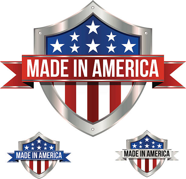 アメリカ製のシールドとバナー - made in the usa usa computer icon symbol点のイラスト素材／クリップアート素材／マンガ素材／アイコン素材