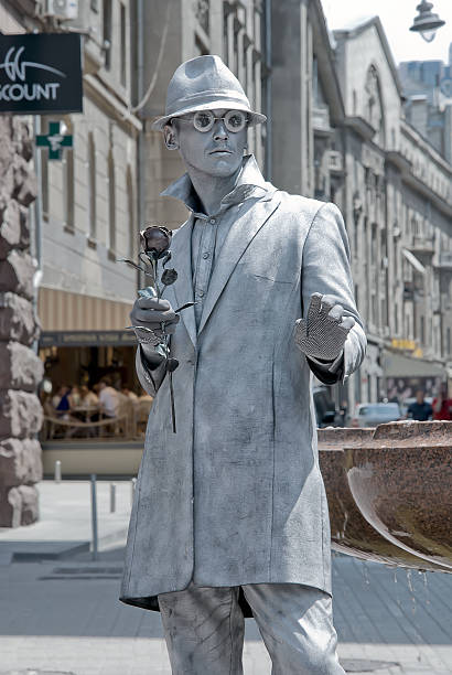 Kyiv, Ukraine - June 30 2012: An unidentified busking mime performs on Khreshchatyk street in Kiev, Ukraine.